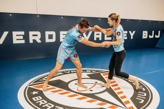 Stand-up grappling on the Verde Valley logo